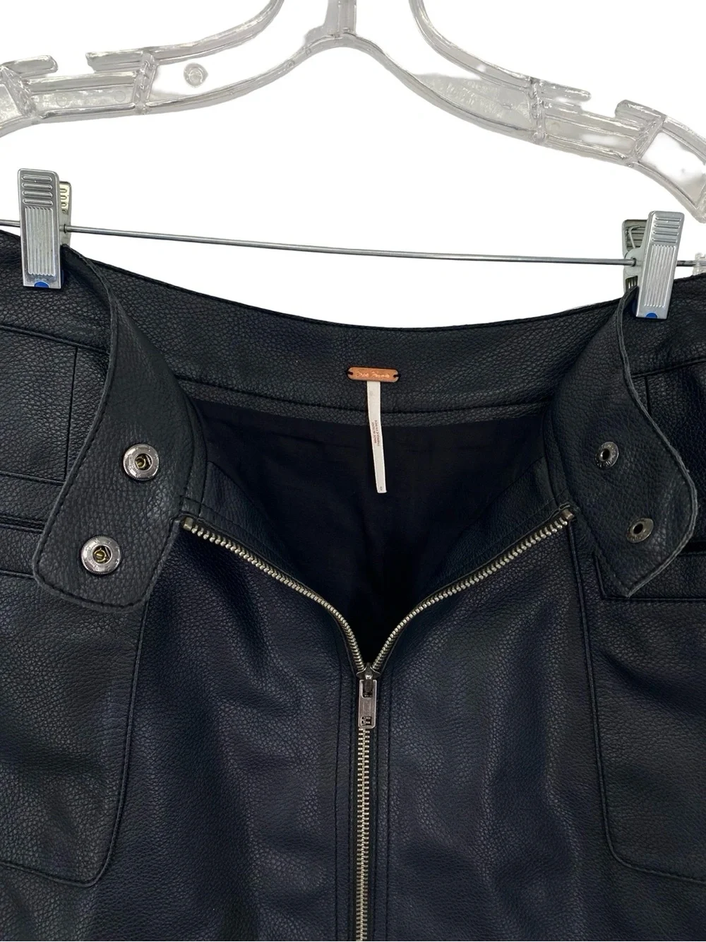 Free People Faux Leather A-Line Mini Skirt Black Size 0